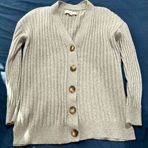 LOFT Gray Button Up Cardigan Sweater Size Small